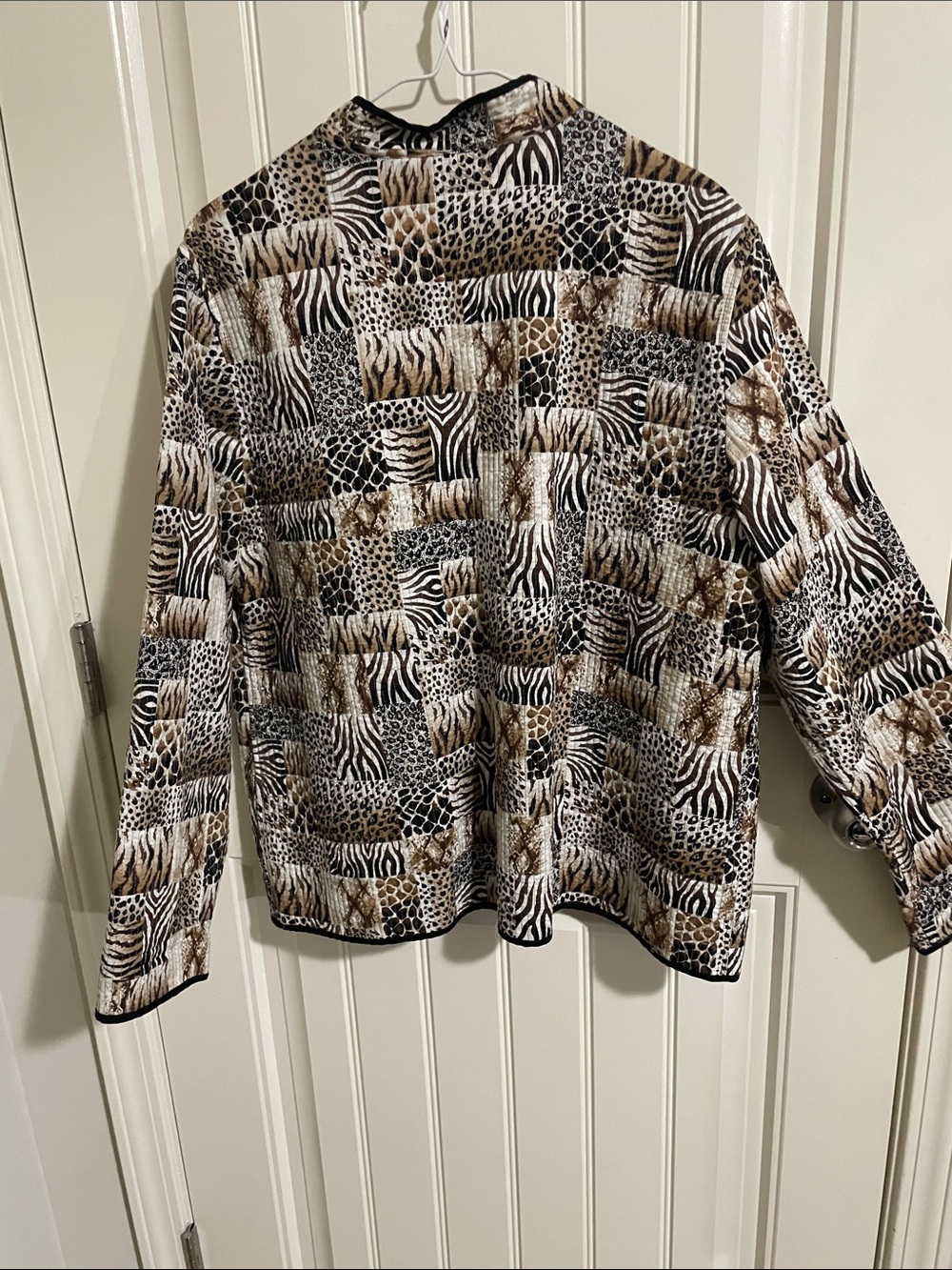 Alfred Dunner Black and White Mixed Animal Print Quilted Jacket - Picture 4 of 4